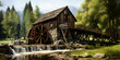 Mabry Mill Original, Water wheel, old wooden mill, Water Mill, Generative AI