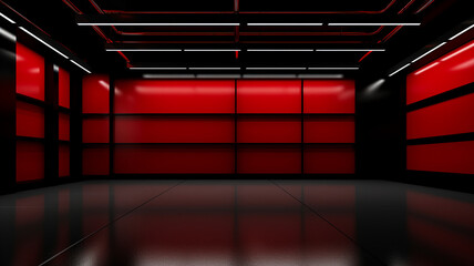 Wall Mural - Abstract red and black empty room