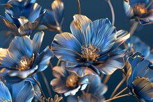 Flower Power Blue And Gold Flower Bouquet For A Golden Glow Generative AI