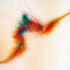 Wall Mural - swirling lines and scattered dots form abstract art on a gridded background