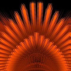 Wall Mural - ripple distortion of glowing orange gold petal pattern on a black background