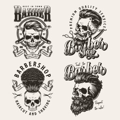 Poster - Barber monochrome vintage set flyers