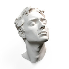 head of a plaster statue on a white background сreated with Generative Ai