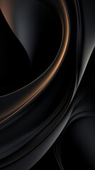 Wall Mural - Vertical Abstract Luxurious dark black background with wavy smooth lines.