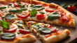 © Kim - pizza with salami and tomatoes, pizza, AI generated
