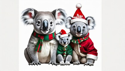 Wall Mural - santa claus and bear koala