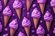Whimsical Purple ice cream pattern. Render food. Generate Ai