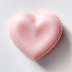 Pink heart shaped object with a smooth, shiny surface.