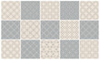 Collection of seamless geometric ornamental vector outline patterns. Tile oriental backgrounds. Trendy grey and beige delicate design. Monochrome vintage prints