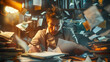 © Delques - Busy concept image with an overwhelmed businessman doing paperwork