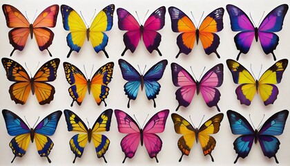 set of colorful butterflies