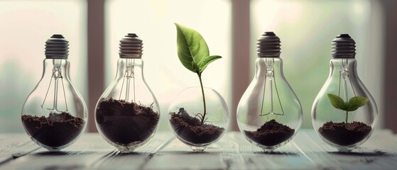 Aufkleber - Inside a light bulb is soil and a green plant sprout
