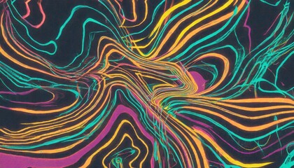 Wall Mural - abstract retro style groovy glow in the dark neon psychedelic background