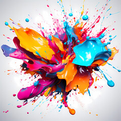 Canvas Print - Abstract composition of colorful paint splatters. 