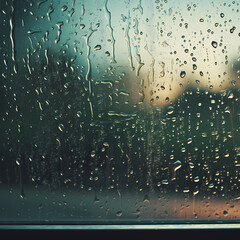 Poster - Raindrops on a window during a storm.