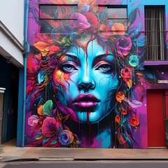 Poster - Vibrant street art in an urban setting.