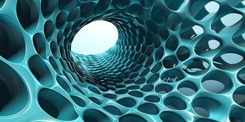 Poster - A blue and white image of a spiral with many small holes