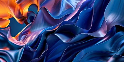 Poster - A blue and orange wave of fabric