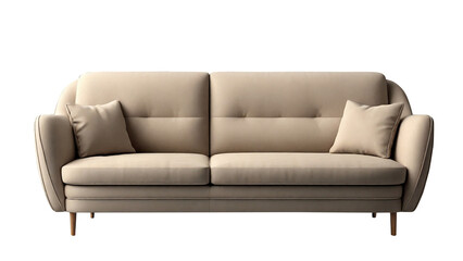 Wall Mural - Modern beige sofa with pillows isolated on transparent background. 