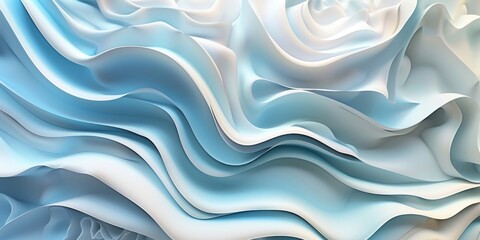 Wall Mural - the image is a blue and white abstract piece with a wave-like pattern