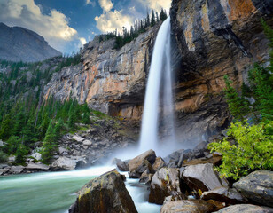 waterfall in the mountains