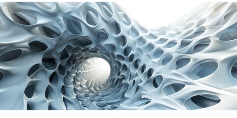 Poster - A spiral shaped structure with many holes in it