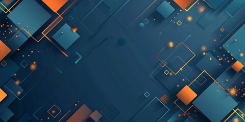 Wall Mural - a blue and orange background with squares and triangles - stock background.