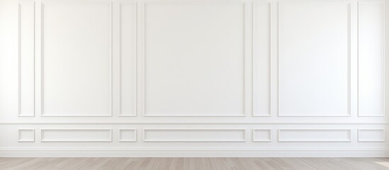 An empty room featuring white walls and wood floors, showcasing a simple and minimalistic interior design. The white walls contrast with the warm tones of the wooden floors,