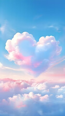 Wall Mural - Surreal Art Heart Cloud Background