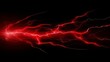 The modern electric lightning modern effect is isolated on black background. Red spark blasts vfx illustration. Flash lightening explosion magical spell attack. Neon thunderstorm energy discharge