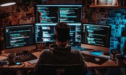 Programmer sketching out ideas and algorithms on a whiteboard