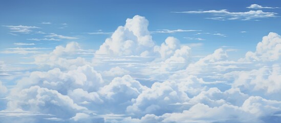 Canvas Print - A Cumulus cloud painting in an electric blue sky captures a mesmerizing meteorological phenomenon, creating a natural landscape that extends to the horizon