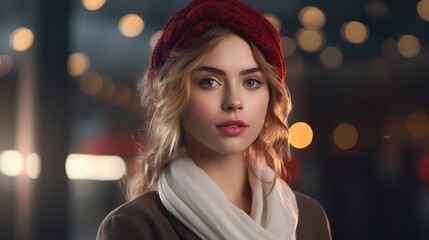 Wall Mural - Young girl with cocktail with straw hat in fro

