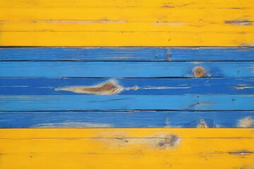 yellow and blue and dirty look wood wall wooden plank board texture background with grains and structures