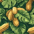 Peanut seamless pattern. painted effect Peanuts nuts and leaves. seamless pattern