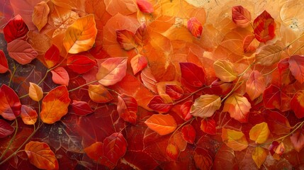 Vibrant Autumn Leaves Texture, Colorful Fall Background, Abstract Nature Art, Seasonal Foliage Wallpaper, Warm Tones