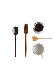 Wall Mural - spoon and fork on white