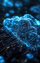 image of the hologram of the cloud, cloud technology, cloud storage,