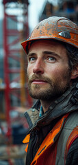 Wall Mural - Portrait of construction worker in hard hat