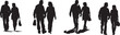 Set of Middle Aged Couple Walking Silhouette stock illustration