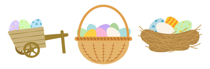 Poster - Easter eggs flat cartoon vector