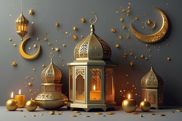 the Illustration of ramadan kareem decoration, 3D