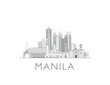 Manila, skyline cityscape line art style vector illustration