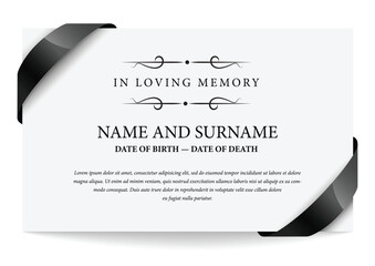 funeral card. in loving memory of those who are forever in our hearts. elegant design. vector illust