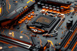 © mila103 - A processor with a orange and black design and a overclocking system on it