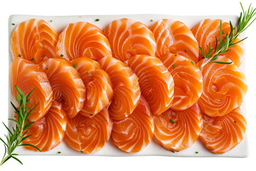 Sticker - sliced ​​salmon pieces isolated
