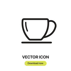 Fototapete - Tea Cup icon vector. Linear-style sign for mobile concept and web design. Tea Cup symbol illustration. Pixel vector graphics - Vector.	