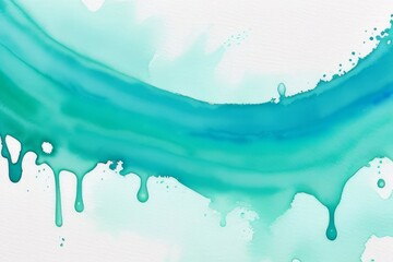 Sticker - Abstract watercolor paint by teal blue and green color liquid fluid texture background