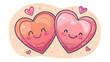 Cute heart emoji. Smiling face icon kawaii concept. Pair of red hearts with wings with cute smile. Cheerful cartoon funny face illustration. Japanese culture symbol anime innocence childishness love