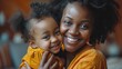 african mother and her child daughter are playing at home family holiday and togetherness  